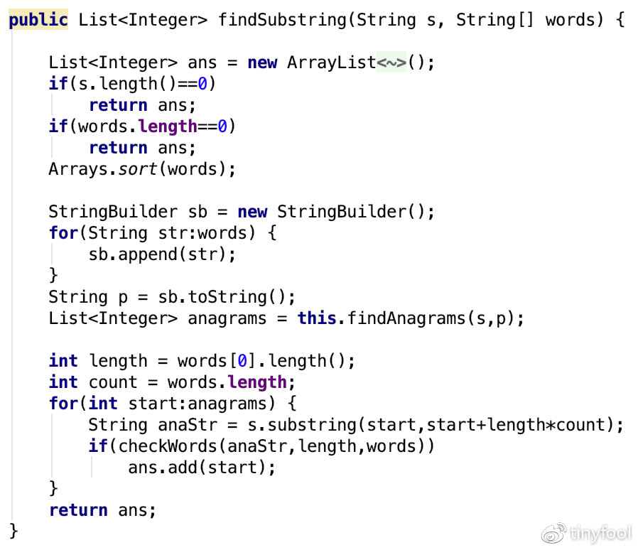 LeetCode Problem 30 Substring With Concatenation Of All Words Java 